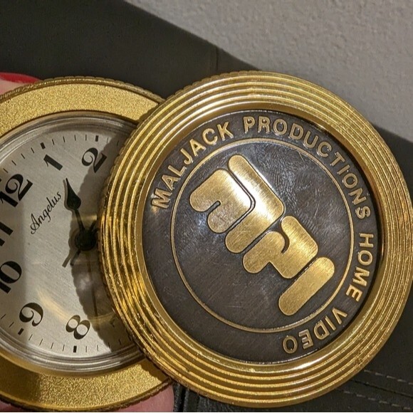 Angelus metal clock vintage 1980s Maljack Productions Home Video Motion Company - Picture 9 of 11